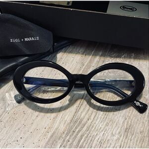 Zigi + Marais Elsa Black Blue Light Eye Glasses +1.00